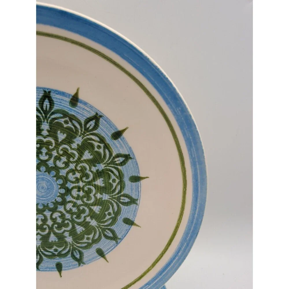 Vtg Royal Ironstone Cavalier Blue & Green Floral Dinner Plates Set Of 4 USA